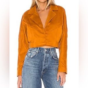 Tularosa faux suede crop Moto jacket in rust